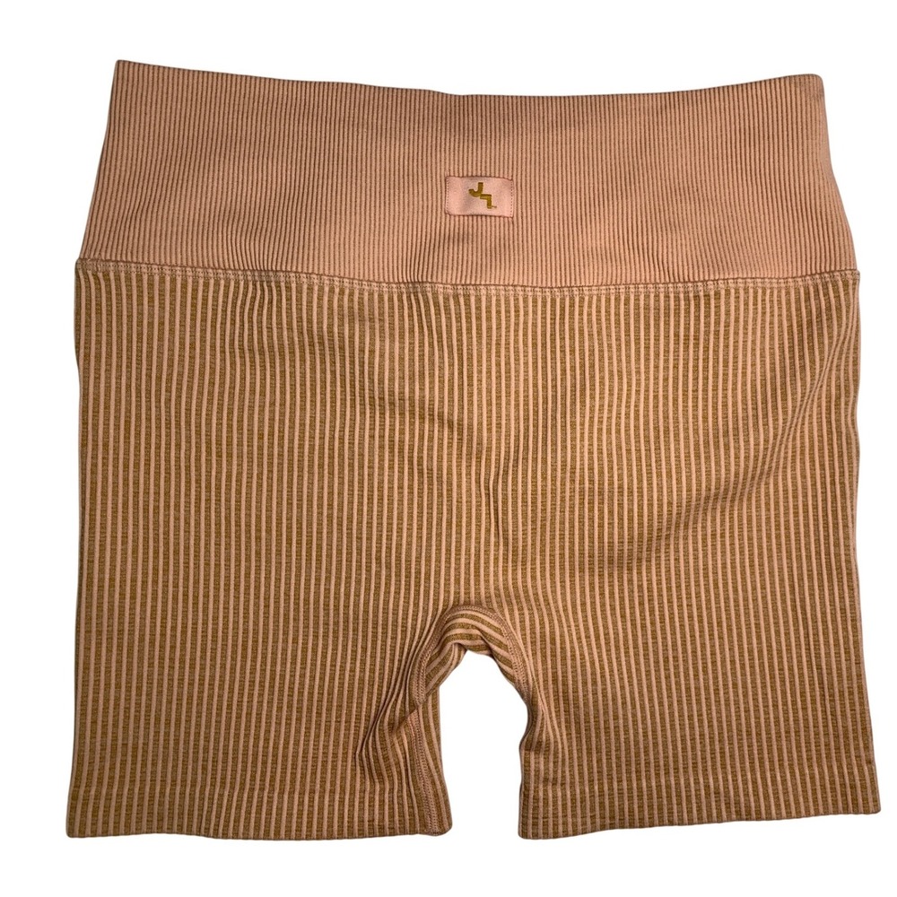 JoyLab Women Tan Orange Ribbed‎ Seamless High Rise Biker Shorts Large